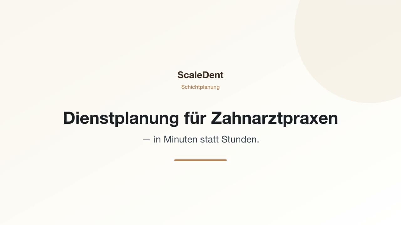 Kurzüberblick der ScaleDent Schichtplanung: von der leeren Woche zum fertigen Aushang.